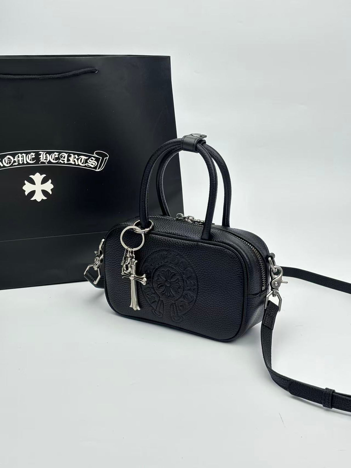 Horse Shoe Logo Black Leather Mini Handbag™