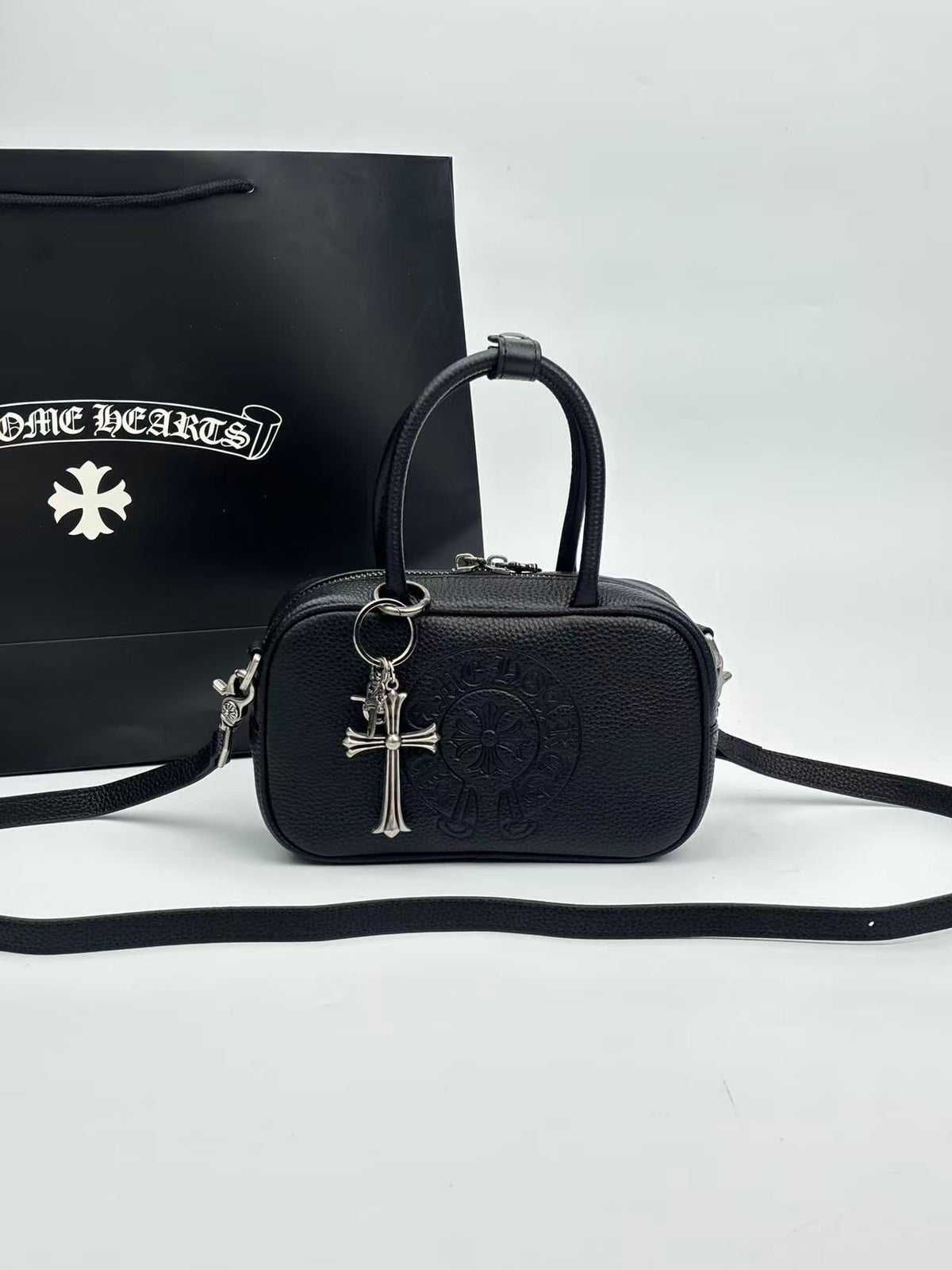 Horse Shoe Logo Black Leather Mini Handbag™