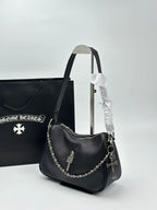 Silver Dagger Black Leather Handbag™