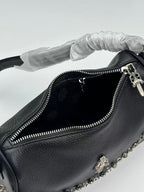 Silver Dagger Black Leather Handbag™