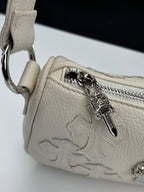 Silver Dagger White Leather Cross Patch Handbag™