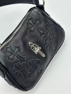 Silver Dagger Black Leather Cross Patch Handbag™