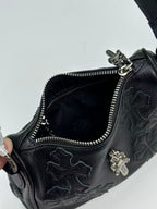 Silver Dagger Black Leather Cross Patch Handbag™