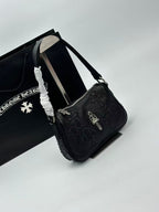 Silver Dagger Black Leather Cross Patch Handbag™