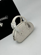 White Cross Patch White Leather Mini Handbag™