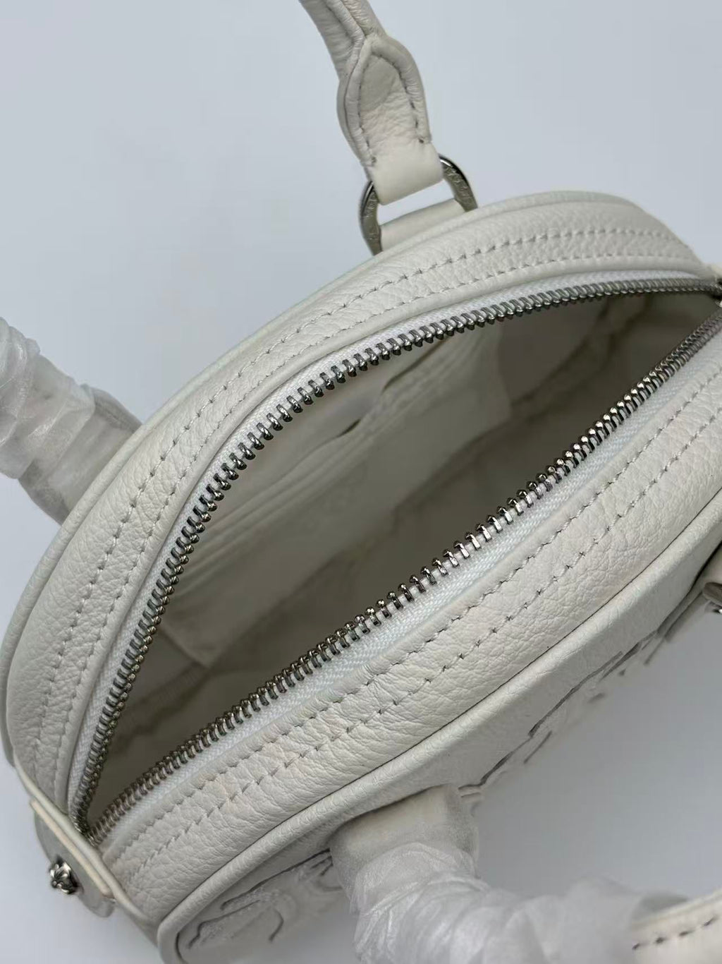 White Cross Patch White Leather Mini Handbag™