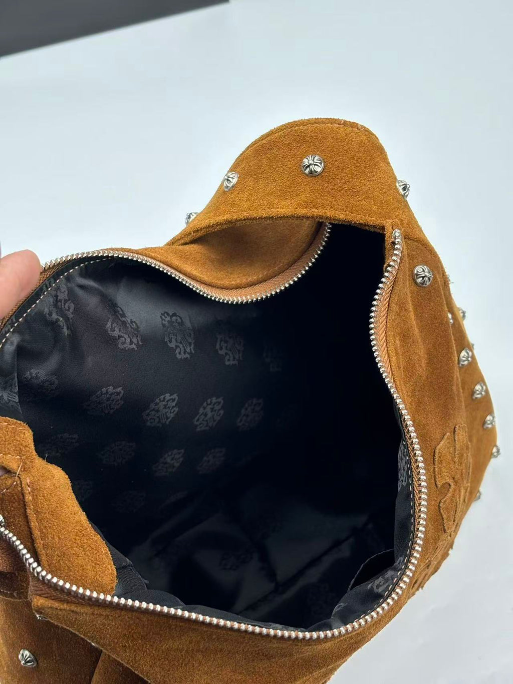 Brown Leather Cross Patch Tote Bag™