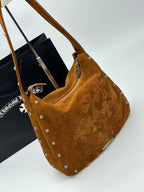 Brown Leather Cross Patch Tote Bag™