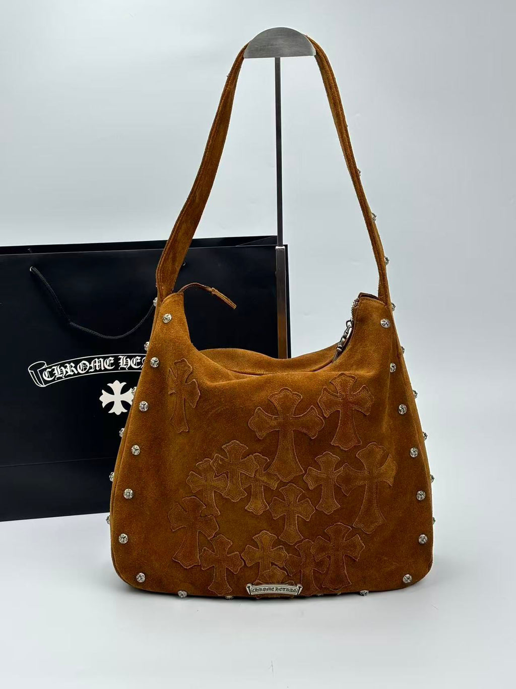 Brown Leather Cross Patch Tote Bag™