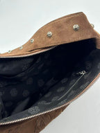 Mocha Brown Leather Cross Patch Tote Bag™