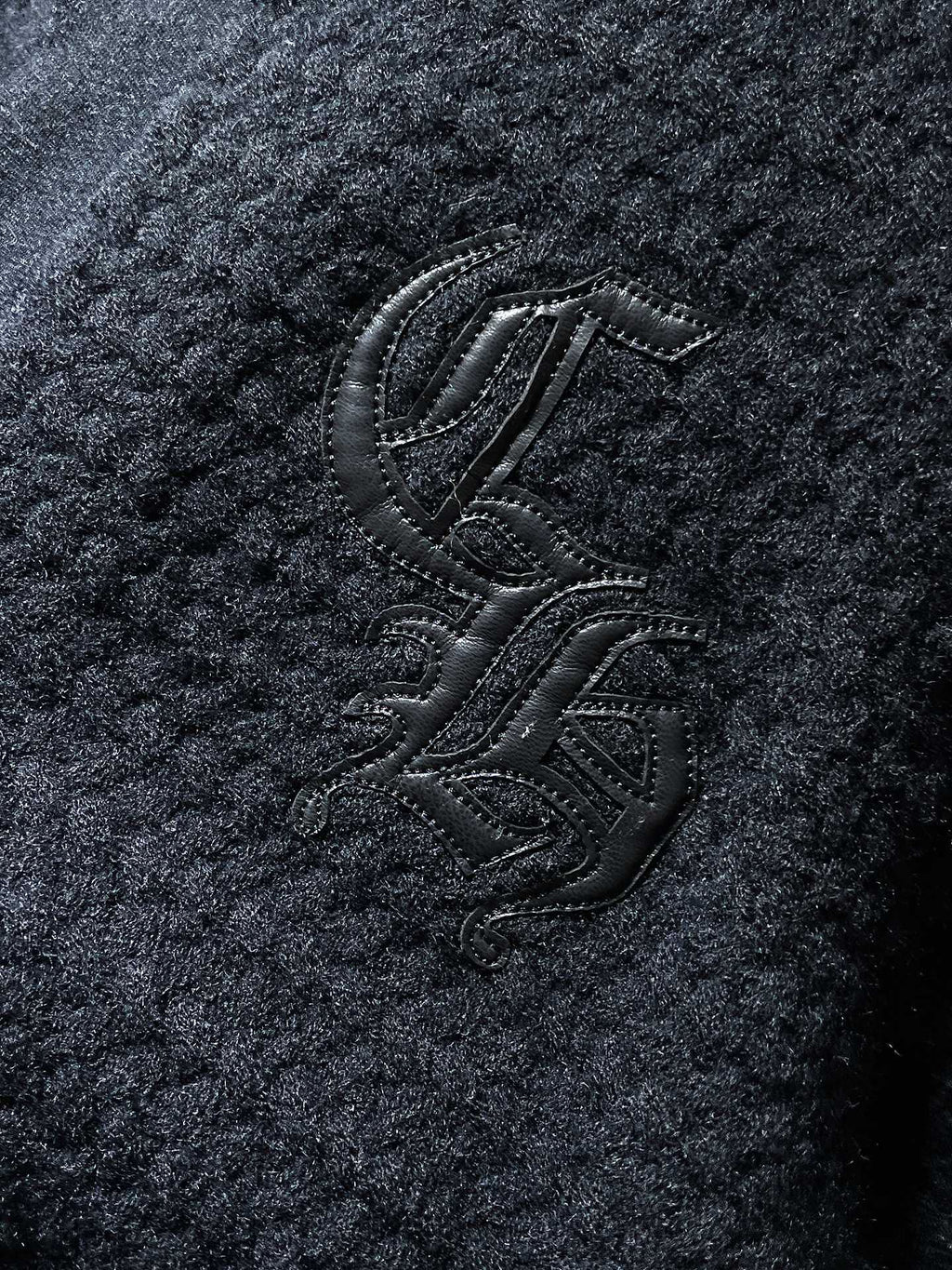 Black Leather Triple Cross Black Knit Cardigan Sweater™