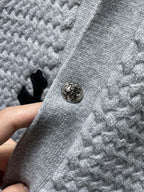 Leather CH Logo Grey Knit Cardigan Sweater™