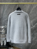 Leather CH Logo Grey Knit Cardigan Sweater™