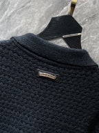Leather CH Logo Black Knit Cardigan Sweater™