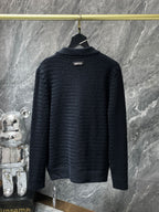 Leather CH Logo Black Knit Cardigan Sweater™