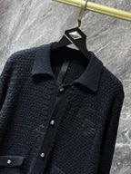 Leather CH Logo Black Knit Cardigan Sweater™