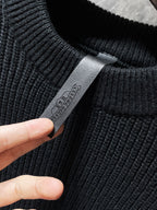Diagonal Zipper Black Knit Sweater™