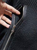 Diagonal Zipper Black Knit Sweater™