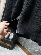 Diagonal Zipper Black Knit Sweater™