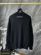 Diagonal Zipper Black Knit Sweater™