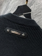 Diagonal Zipper Black Knit Sweater™