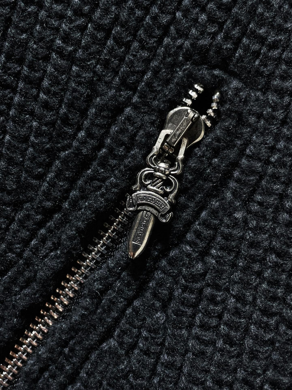 Diagonal Zipper Black Knit Sweater™