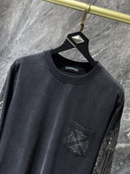 Rhinestone Horse Shoe Logo Faded Black Long Sleeve™