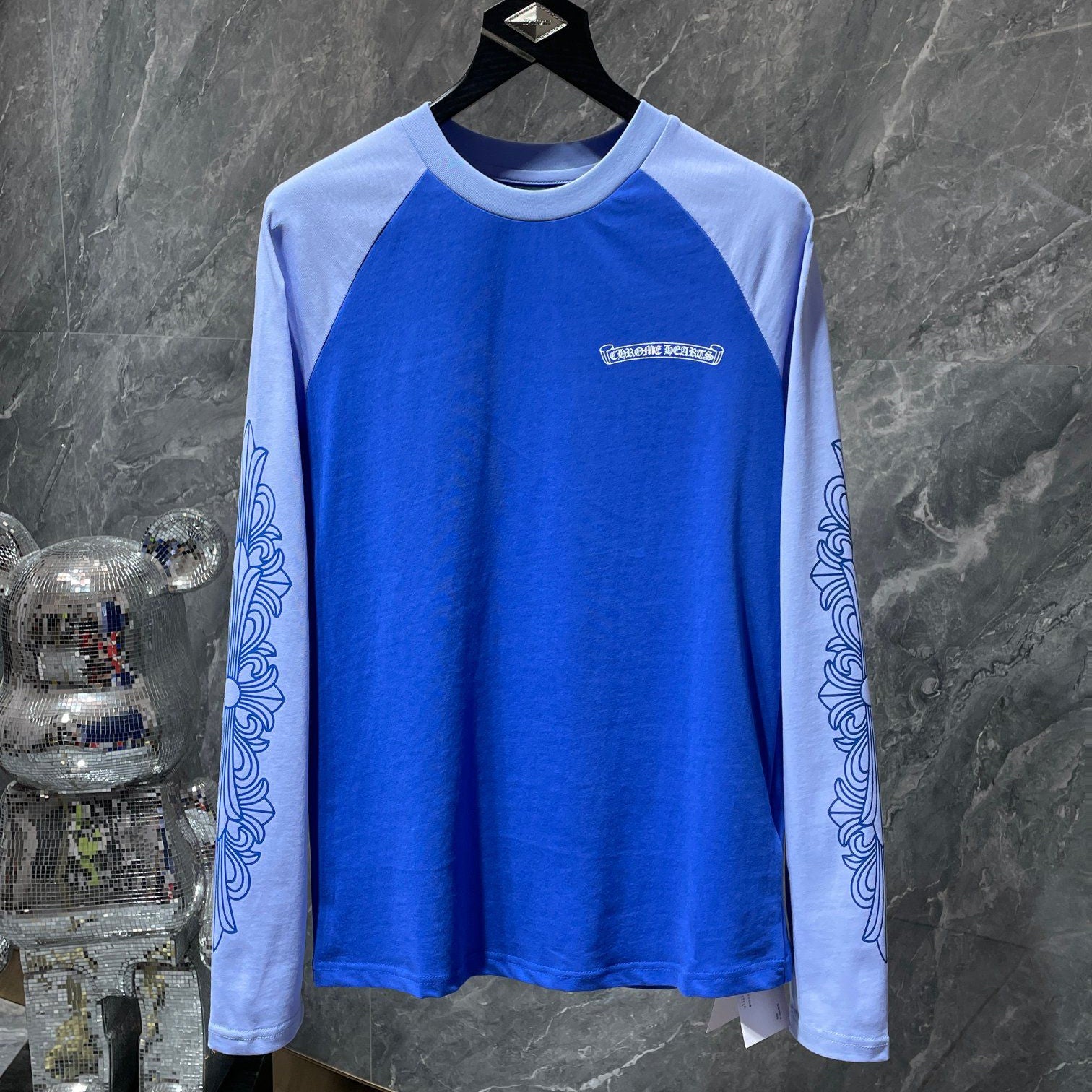 White Typography Logo Two Blue Long Sleeve™