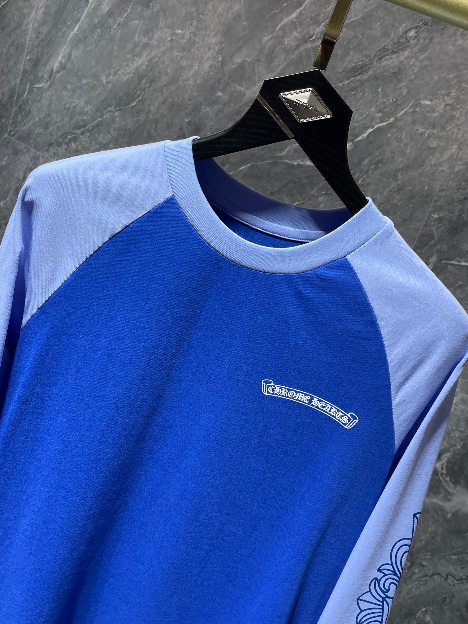White Typography Logo Two Blue Long Sleeve™