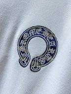 Blue Checkered Horse Shoe Logo White Hoodie™