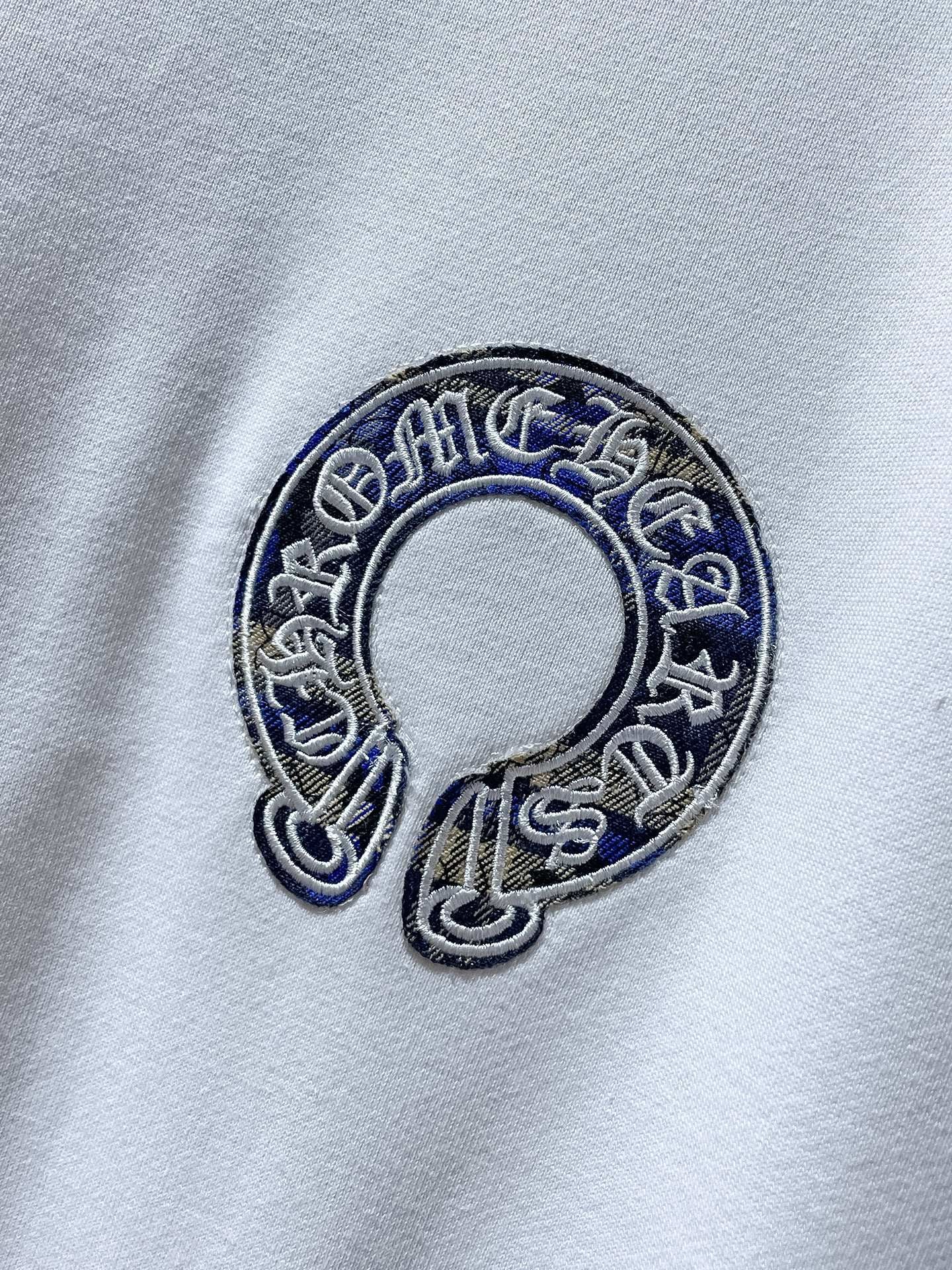 Blue Checkered Horse Shoe Logo White Hoodie™