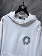 Blue Checkered Horse Shoe Logo White Hoodie™