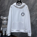 Blue Checkered Horse Shoe Logo White Hoodie™