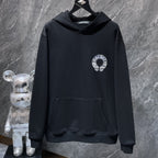 Blue Checkered Horse Shoe Logo Black Hoodie™