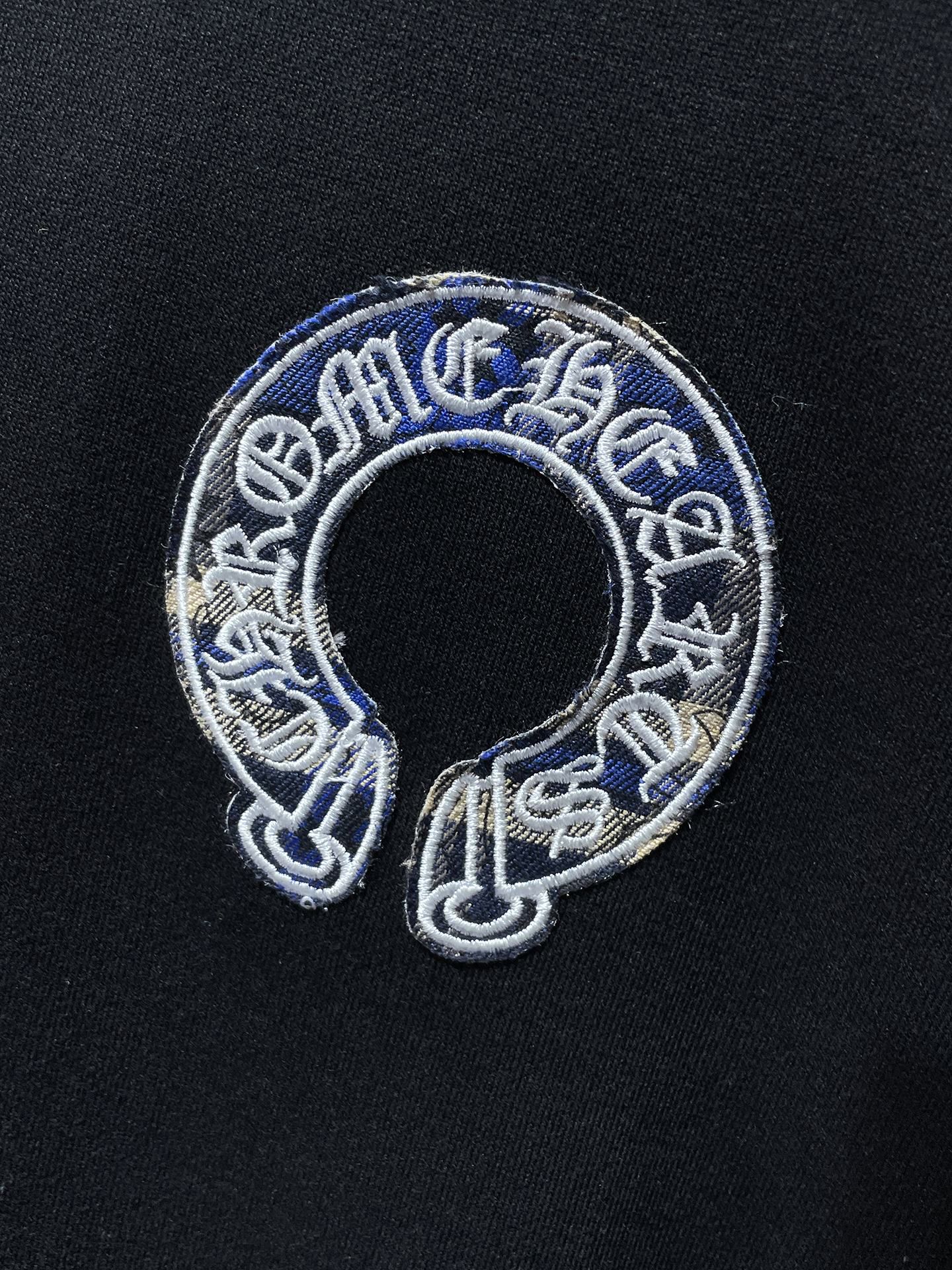 Blue Checkered Horse Shoe Logo Black Hoodie™
