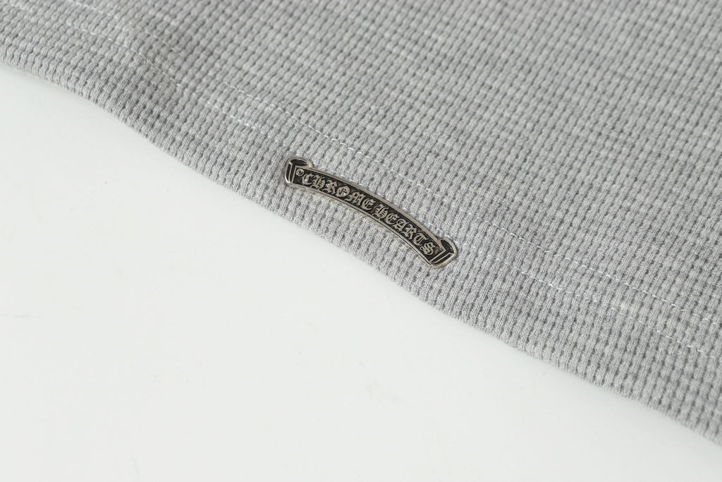 Double Black Leather Cross Grey Woven Long Sleeve™