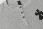 Double Black Leather Cross Grey Woven Long Sleeve™