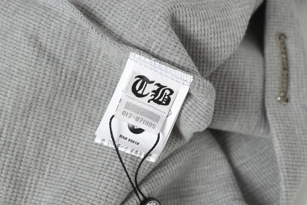 Double Black Leather Cross Grey Woven Long Sleeve™
