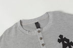 Double Black Leather Cross Grey Woven Long Sleeve™