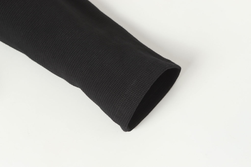 Double Black Leather Cross Black Woven Long Sleeve™
