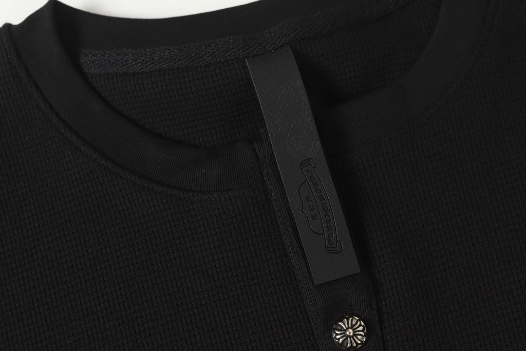 Double Black Leather Cross Black Woven Long Sleeve™