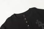 Double Black Leather Cross Black Woven Long Sleeve™