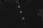 Double Black Leather Cross Black Woven Long Sleeve™