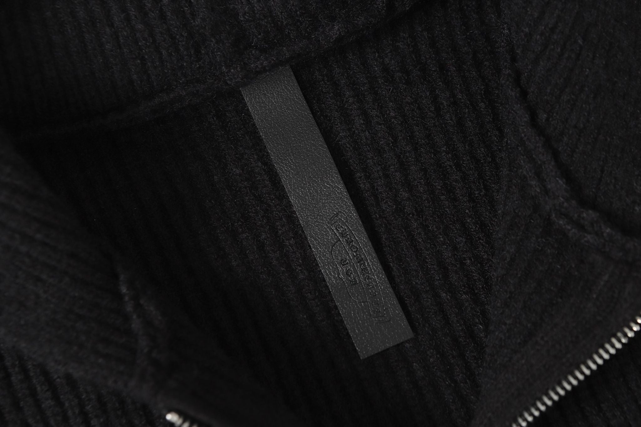 Triple Leather Cross Black Wool Full Zip Hoodie™