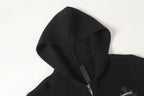 Triple Leather Cross Black Wool Full Zip Hoodie™