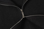 Triple Leather Cross Black Wool Full Zip Hoodie™