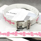 Pink Crosses White Leather Belt™