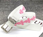 Pink Crosses White Leather Belt™