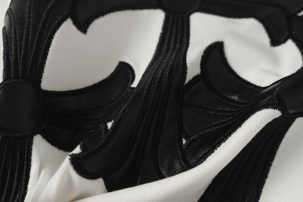 Black Leather Triple Cross F You White T-Shirt™