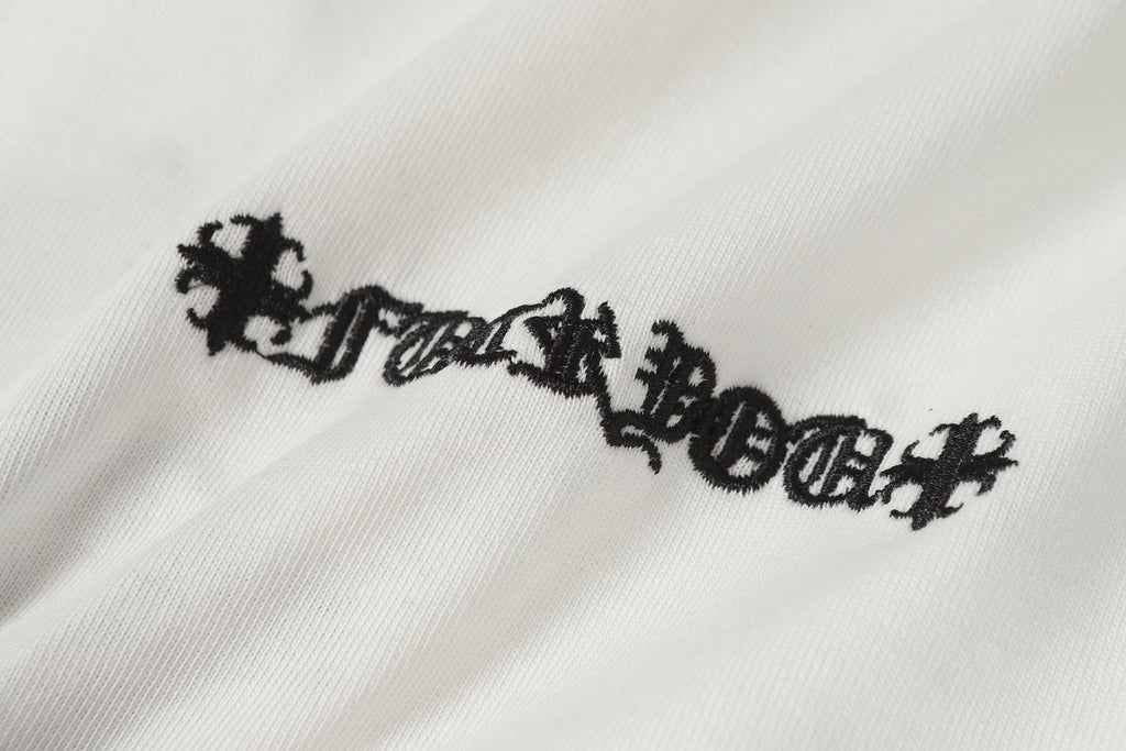 Black Leather Triple Cross F You White T-Shirt™